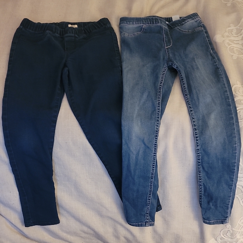 Girls, Size 7, Stretch Legging Blue Jeans-Style Pants, H&M + Osh Kosh
